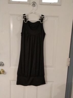 Body Central Black Mini Dress with Jeweled Buckle Straps